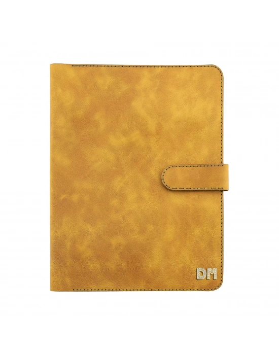 İsme Özel Çıtçıtlı Fonksiyonlu Macbook Organizer - %100 Rainbow Deri - ET02001 - Hardal Sarısı