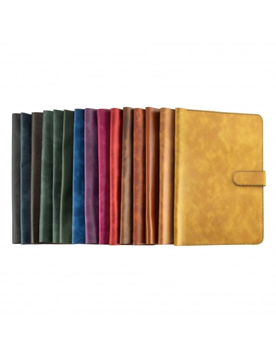 İsme Özel Çıtçıtlı Fonksiyonlu Macbook Organizer - %100 Rainbow Deri - ET02001 - Kahverengi