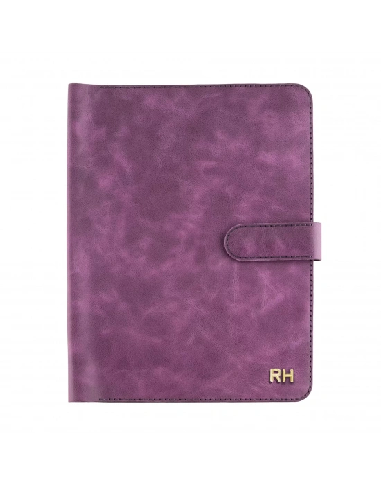 İsme Özel Çıtçıtlı Fonksiyonlu Macbook Organizer - %100 Rainbow Deri - ET02001 - Mor