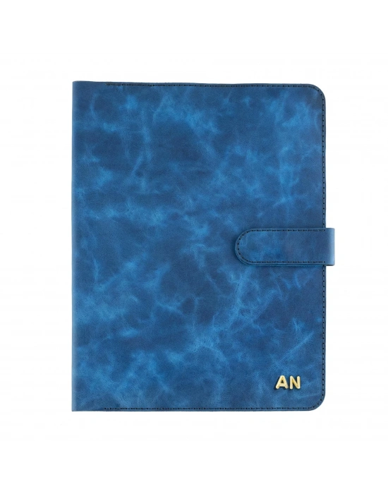 İsme Özel Çıtçıtlı Fonksiyonlu Macbook Organizer - %100 Rainbow Deri - ET02001 - Saks Mavisi