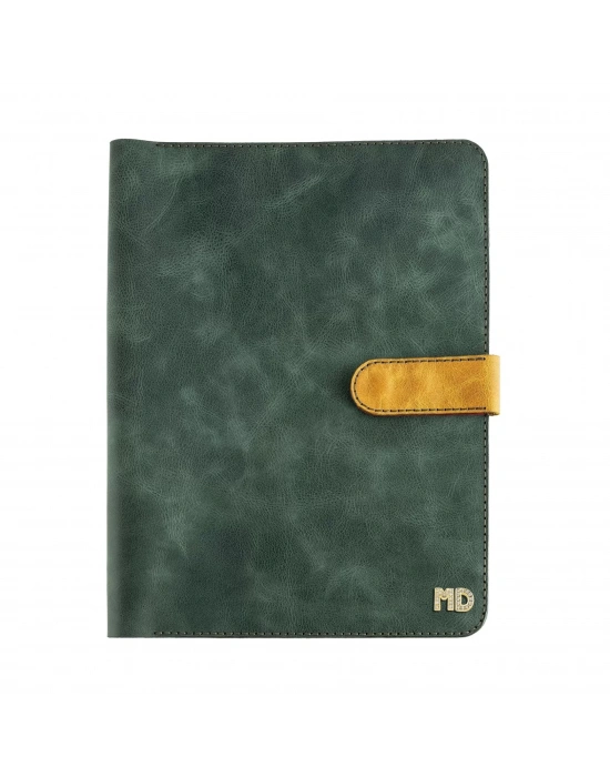 İsme Özel Çıtçıtlı Fonksiyonlu Macbook Organizer - %100 Rainbow Deri - ET02001 - Yeşil - Kırmızı