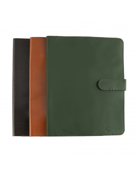 İsme Özel Çıtçıtlı Fonksiyonlu Macbook Organizer - %100 Tiesto Deri - ET02003 - Haki