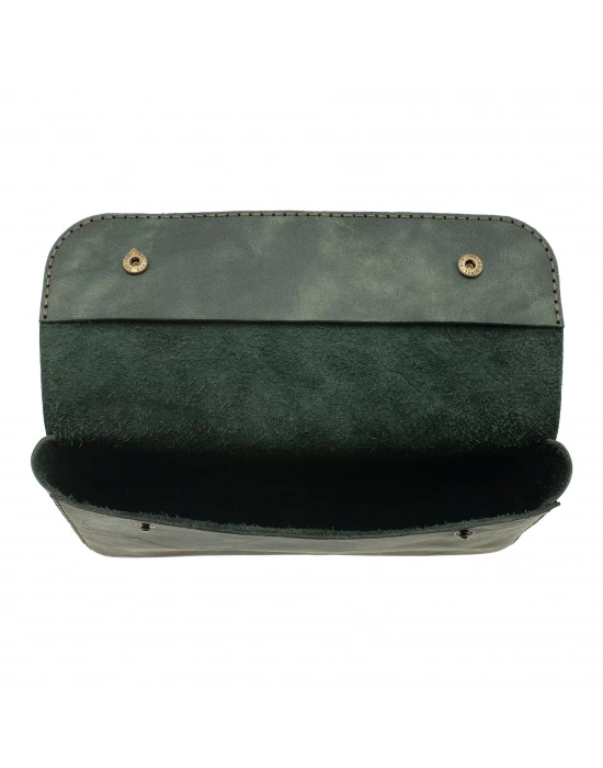 İsme Özel Çıtçıtlı Küçük El Çantası - %100 Rainbow Deri - AC14001 - Haki