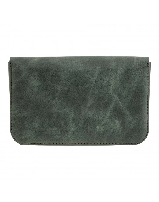 İsme Özel Çıtçıtlı Küçük El Çantası - %100 Rainbow Deri - AC14001 - Haki