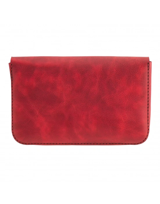 İsme Özel Çıtçıtlı Küçük El Çantası - %100 Rainbow Deri - AC14001 - Kırmızı