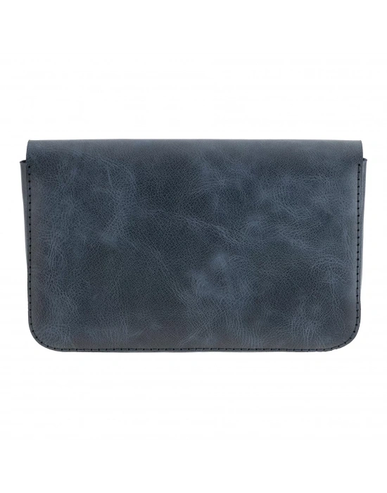 İsme Özel Çıtçıtlı Küçük El Çantası - %100 Rainbow Deri - AC14001 - Lacivert