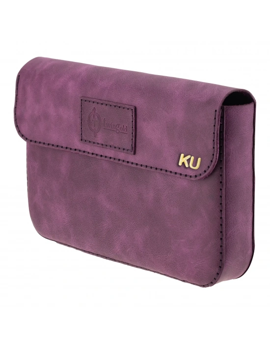 İsme Özel Çıtçıtlı Küçük El Çantası - %100 Rainbow Deri - AC14001 - Mor