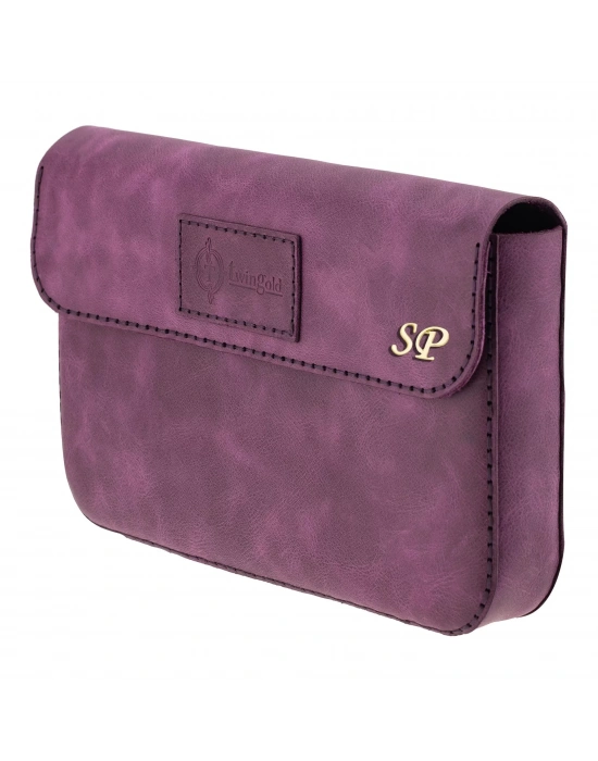 İsme Özel Çıtçıtlı Küçük El Çantası - %100 Rainbow Deri - AC14001 - Mor