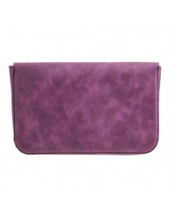 İsme Özel Çıtçıtlı Küçük El Çantası - %100 Rainbow Deri - AC14001 - Mor