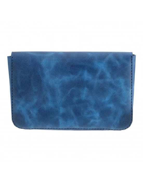 İsme Özel Çıtçıtlı Küçük El Çantası - %100 Rainbow Deri - AC14001 - Saks Mavisi