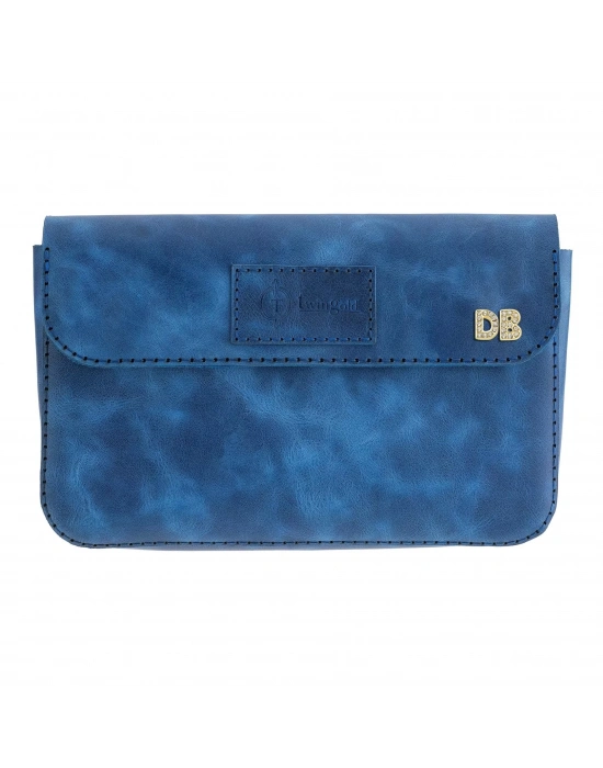 İsme Özel Çıtçıtlı Küçük El Çantası - %100 Rainbow Deri - AC14001 - Saks Mavisi