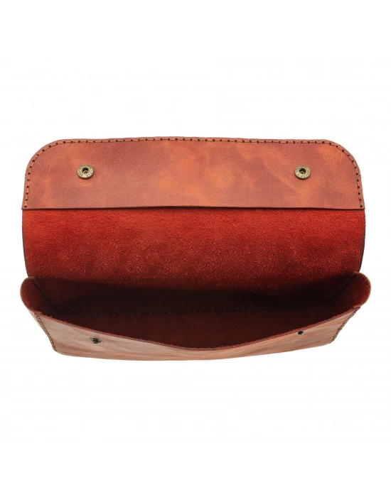 İsme Özel Çıtçıtlı Küçük El Çantası - %100 Rainbow Deri - AC14001 - Tobacco