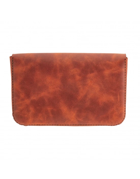 İsme Özel Çıtçıtlı Küçük El Çantası - %100 Rainbow Deri - AC14001 - Tobacco