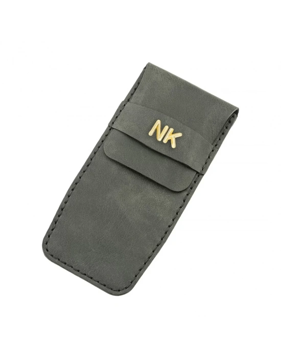 İsme Özel Çok Amaçlı Aksesuar Kılıfı - %100 Rainbow Deri - AK01002 - Antrasit