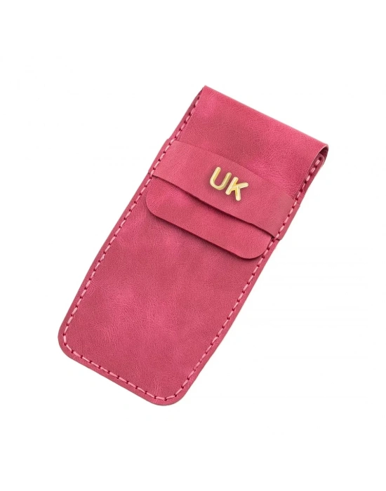 İsme Özel Çok Amaçlı Aksesuar Kılıfı - %100 Rainbow Deri - AK01002 - Fuşya