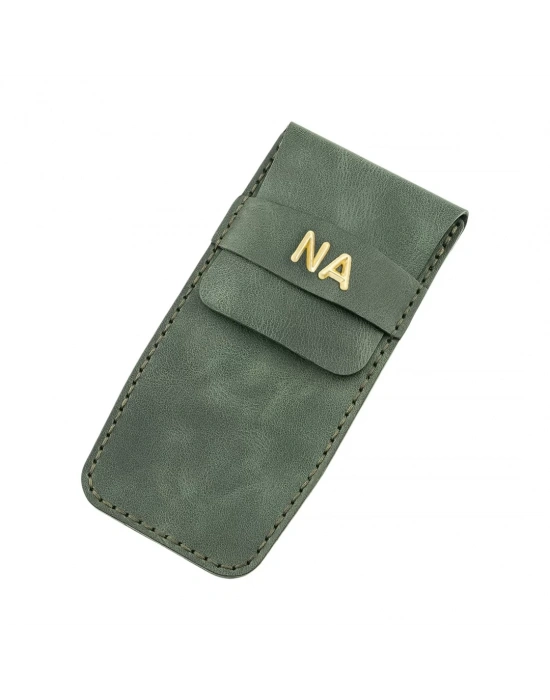 İsme Özel Çok Amaçlı Aksesuar Kılıfı - %100 Rainbow Deri - AK01002 - Haki