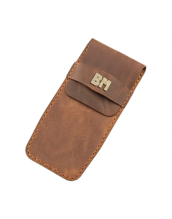 İsme Özel Çok Amaçlı Aksesuar Kılıfı - %100 Rainbow Deri - AK01002 - Kahverengi