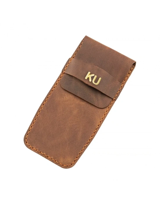 İsme Özel Çok Amaçlı Aksesuar Kılıfı - %100 Rainbow Deri - AK01002 - Kahverengi