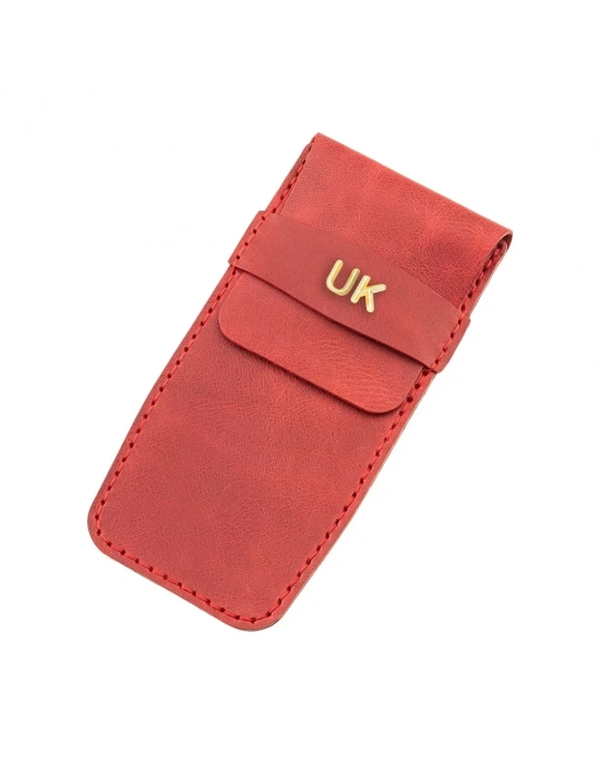 İsme Özel Çok Amaçlı Aksesuar Kılıfı - %100 Rainbow Deri - AK01002 - Kırmızı
