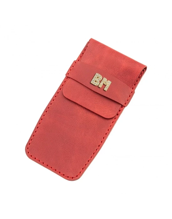 İsme Özel Çok Amaçlı Aksesuar Kılıfı - %100 Rainbow Deri - AK01002 - Kırmızı