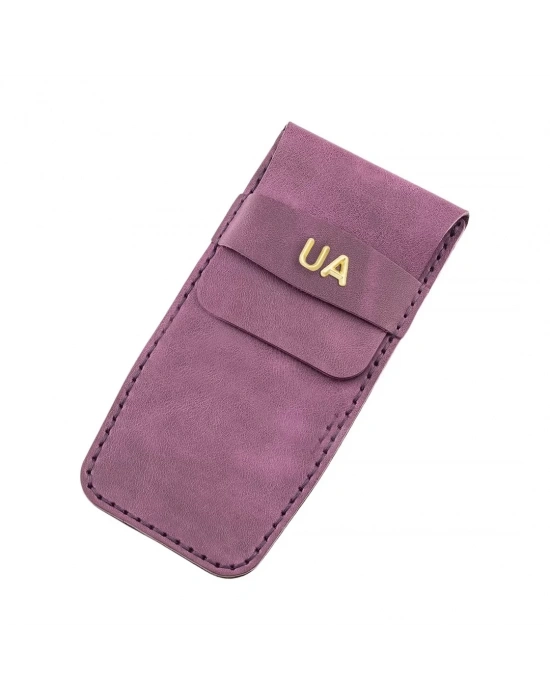 İsme Özel Çok Amaçlı Aksesuar Kılıfı - %100 Rainbow Deri - AK01002 - Mor