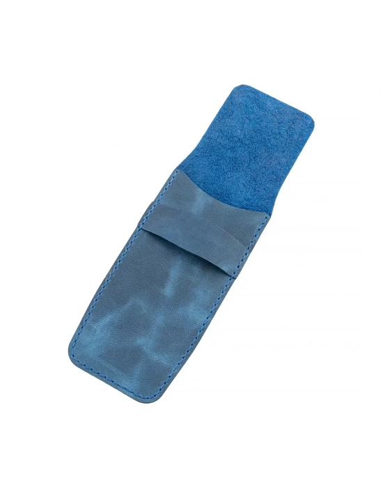 İsme Özel Çok Amaçlı Aksesuar Kılıfı - %100 Rainbow Deri - AK01002 - Saks Mavisi