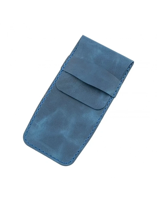 İsme Özel Çok Amaçlı Aksesuar Kılıfı - %100 Rainbow Deri - AK01002 - Saks Mavisi