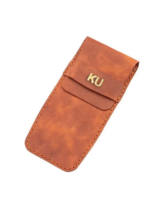 İsme Özel Çok Amaçlı Aksesuar Kılıfı - %100 Rainbow Deri - AK01002 - Tobacco