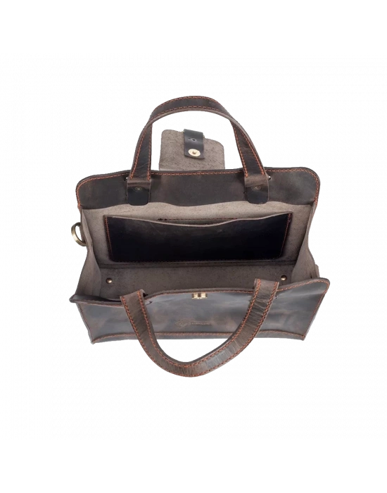 İsme Özel Crazy Büyük Boy Çanta - %100 Crazy Deri - AC09005 - Kahverengi