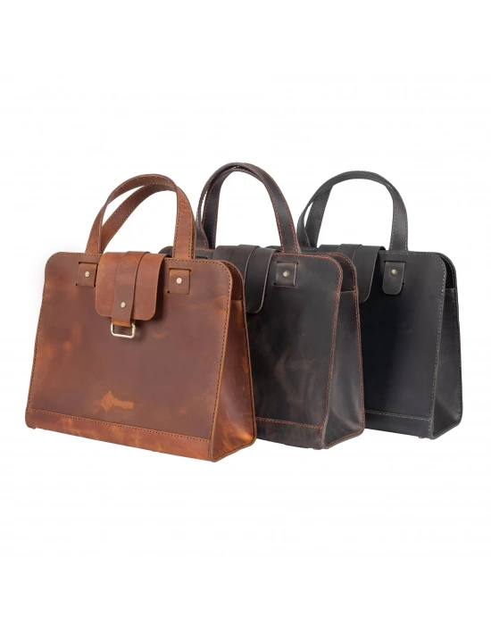 İsme Özel Crazy Büyük Boy Laptop Çantası - %100 Crazy Deri - AC09005 - Taba