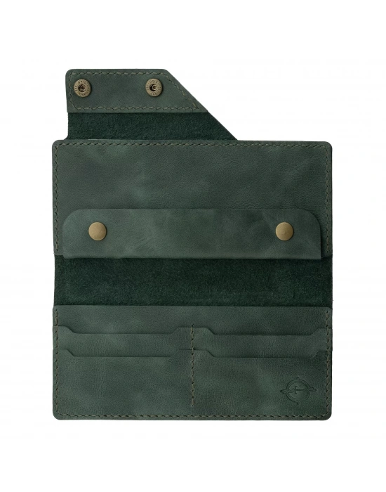 İsme Özel Dikey Çıtçıtlı Uzun Cüzdan - %100 Rainbow Deri - A010006 - Haki