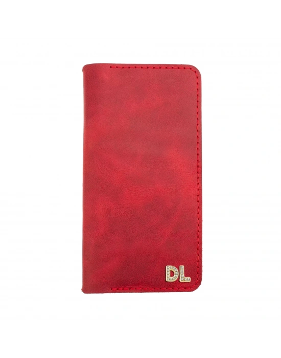 İsme Özel Dikey Uzun Cüzdan - %100 Rainbow Deri - A010007 - Kırmızı