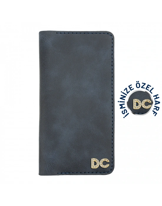 İsme Özel Dikey Uzun Cüzdan - %100 Rainbow Deri - A010007 - Lacivert