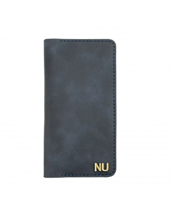 İsme Özel Dikey Uzun Cüzdan - %100 Rainbow Deri - A010007 - Lacivert