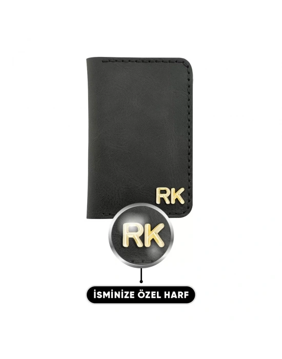 İsme Özel Dikey Uzun Klasik Cüzdan - %100 Crazy Deri - A010004 - Antrasit