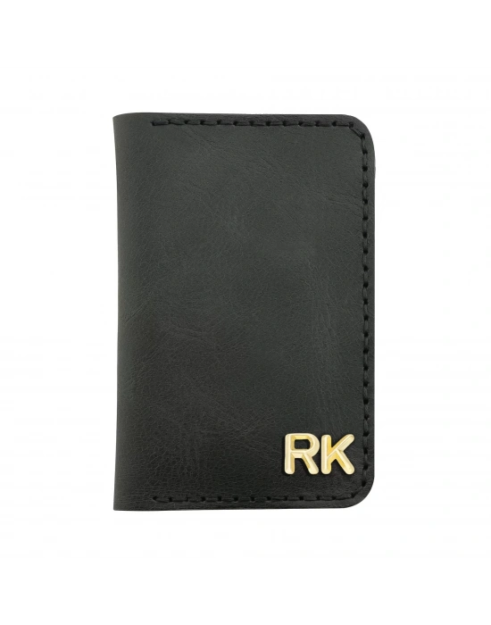 İsme Özel Dikey Uzun Klasik Cüzdan - %100 Crazy Deri - A010004 - Antrasit