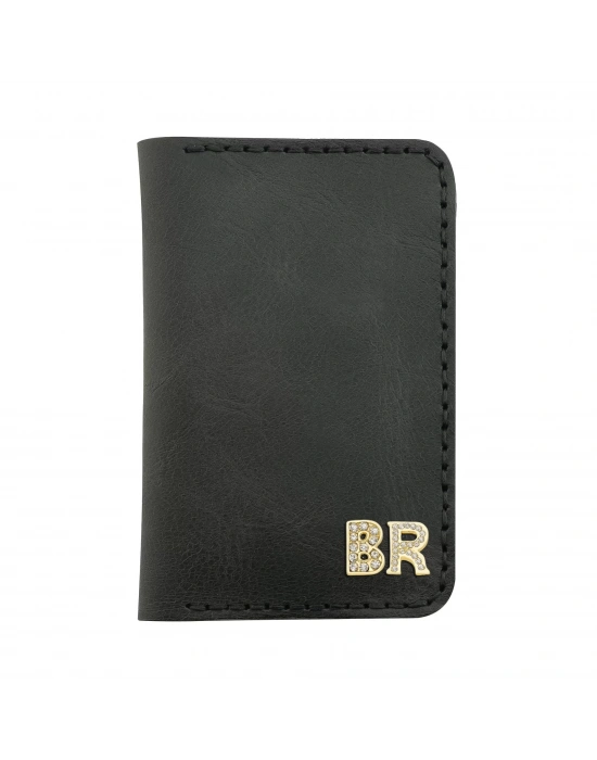 İsme Özel Dikey Uzun Klasik Cüzdan - %100 Crazy Deri - A010004 - Antrasit