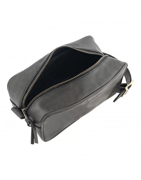 İsme Özel Dopp Kit Kişisel Bakım ve Seyahat Çantası - %100 Rainbow Deri - AC14004 - Antrasit