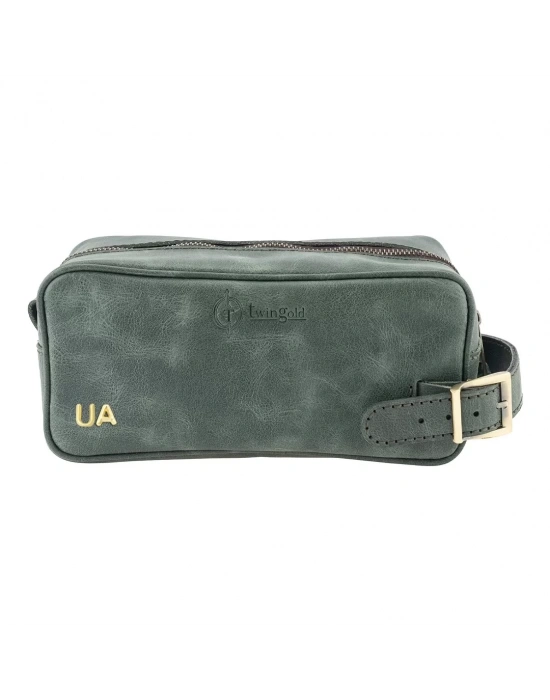 İsme Özel Dopp Kit Kişisel Bakım ve Seyahat Çantası - %100 Rainbow Deri - AC14004 - Haki