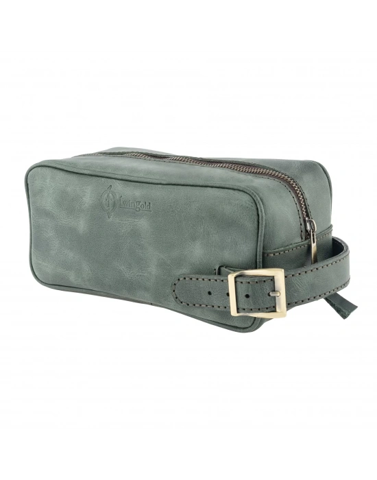 İsme Özel Dopp Kit Kişisel Bakım ve Seyahat Çantası - %100 Rainbow Deri - AC14004 - Haki