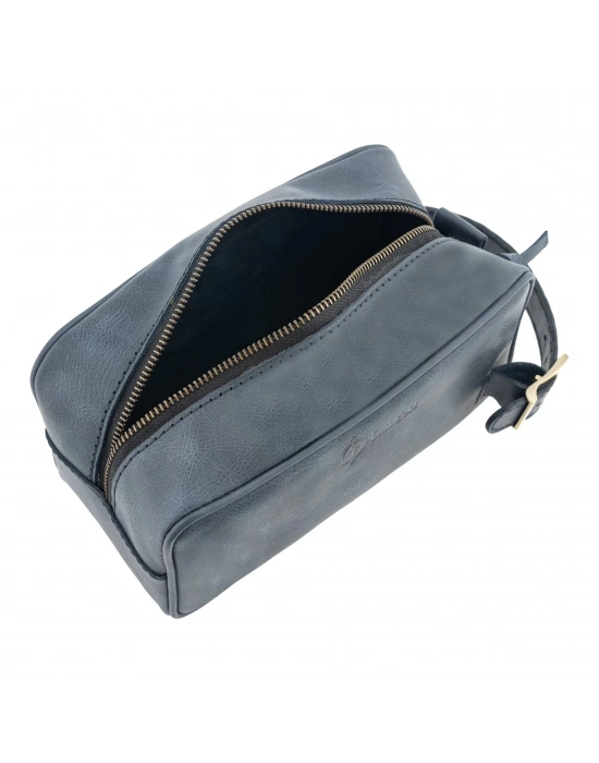 İsme Özel Dopp Kit Kişisel Bakım ve Seyahat Çantası - %100 Rainbow Deri - AC14004 - Lacivert