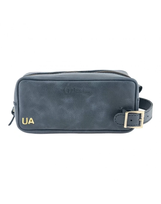 İsme Özel Dopp Kit Kişisel Bakım ve Seyahat Çantası - %100 Rainbow Deri - AC14004 - Lacivert
