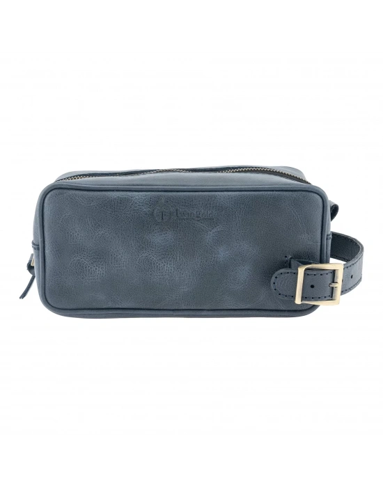 İsme Özel Dopp Kit Kişisel Bakım ve Seyahat Çantası - %100 Rainbow Deri - AC14004 - Lacivert