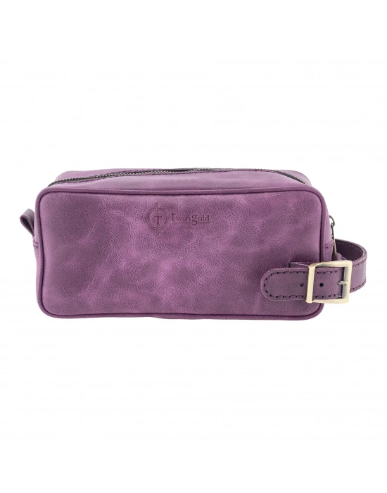 İsme Özel Dopp Kit Kişisel Bakım ve Seyahat Çantası - %100 Rainbow Deri - AC14004 - Mor