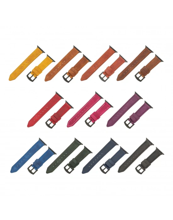 İsme Özel El Dikişli Apple Watch Saat Kordonu - %100 Çift Kat Deri - AG03001 - Lacivert