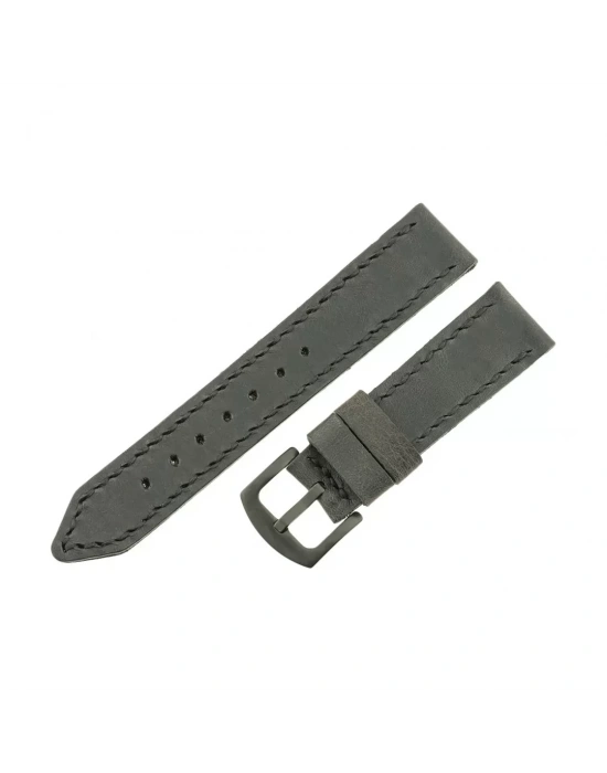 İsme Özel El Dikişli Saat Kordonu - %100 Çift Kat Deri - AG03003 - Antrasit