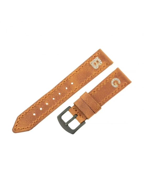 İsme Özel El Dikişli Saat Kordonu - %100 Çift Kat Deri - AG03003 - Camel