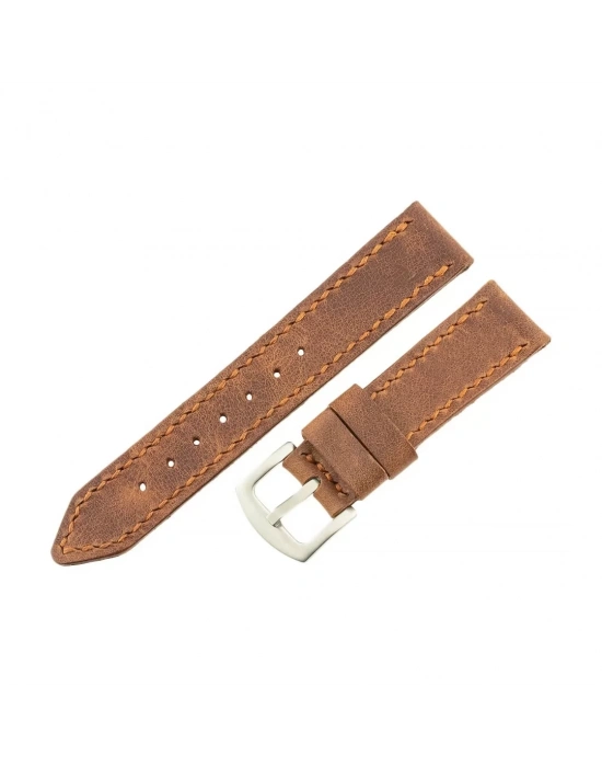 İsme Özel El Dikişli Saat Kordonu - %100 Çift Kat Deri - AG03003 - Kahverengi