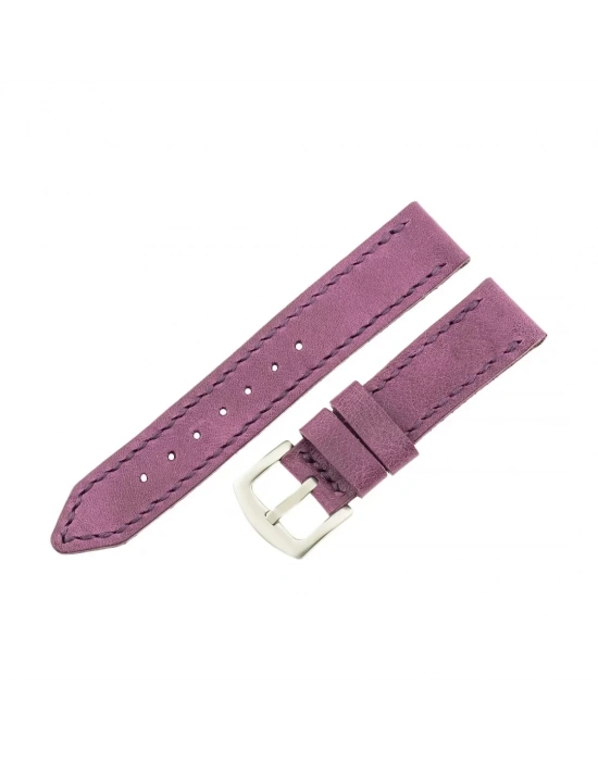 İsme Özel El Dikişli Saat Kordonu - %100 Çift Kat Deri - AG03003 - Mor