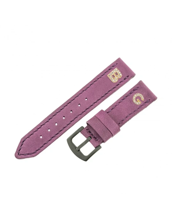 İsme Özel El Dikişli Saat Kordonu - %100 Çift Kat Deri - AG03003 - Mor